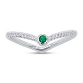 0.06ct Diamond & 0.04ct Emerald 14k White Gold Lady's Ring Size 5.5
